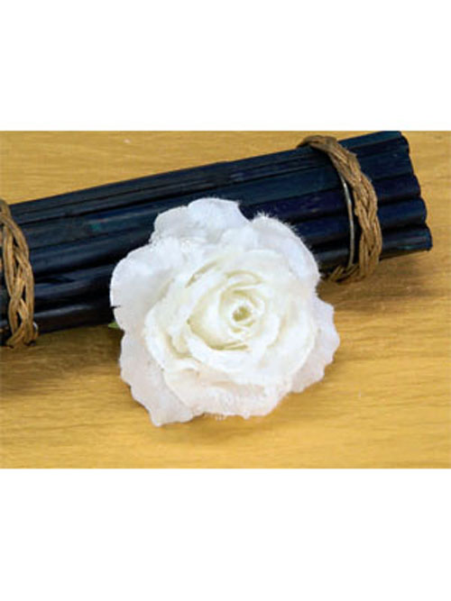 Rose mit Clip 8cm Durchmesser wei� frozen