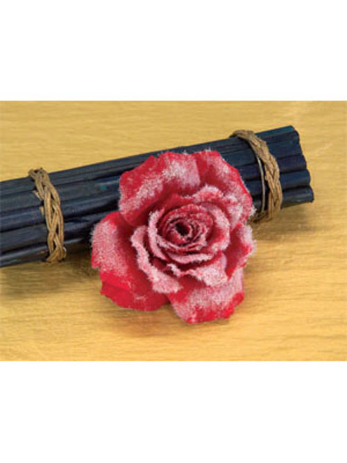 Rose mit Clip 10cm Durchmesser rot frozen
