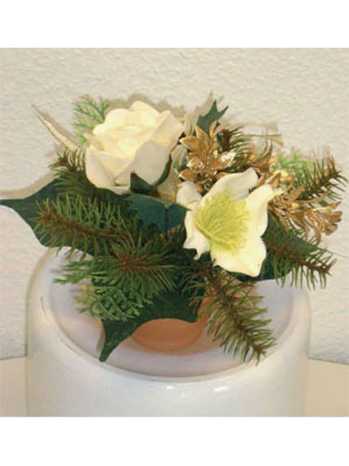 Rosen Bouquet 15cm H�he wei� getopft